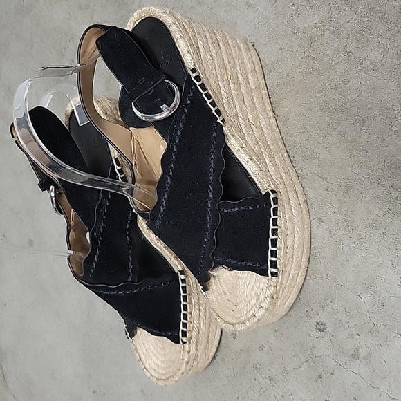 Marc Fisher LTD Black Boho Platform Wedges Espadrilles, Size 9M - Picture 2 of 10